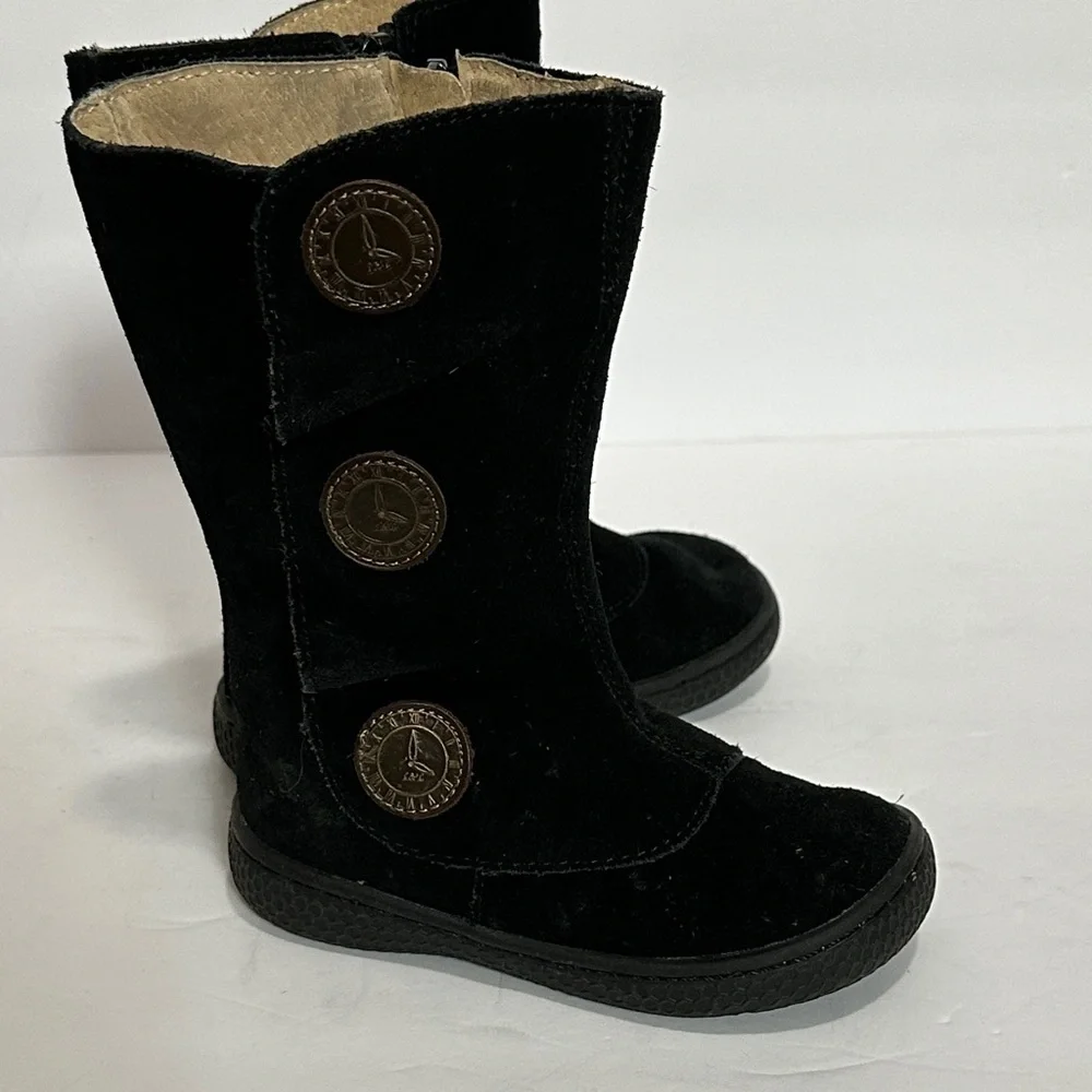 Livie & Luca girls Black Suede Boots with Button Accents size 6